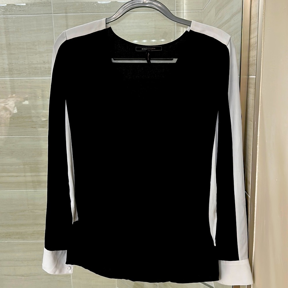 BCBG black & white blouse - size XS